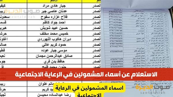 الاستعلام عن أسماء المشمولين في الرعاية الاجتماعية