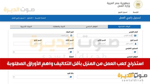 استخراج كعب العمل من المنزل بأقل التكاليف واهم الأوراق المطل